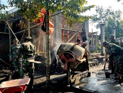 Bersama Marinir TNI AL dan KOPASGAT TNI AU, Satgas TMMD Percepat Pembangunan Musolla di Desa Trotosari
