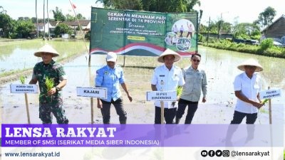 Kasdim 0822 Hadiri Gerakan Tanam Padi Serentak 14 Provinsi bersama Presiden R.I Secara Vicon