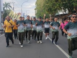 Meriahkan HUT Bhayangkara ke 79, Danramil 0822/01 Bondowoso bersama Anggota Ikuti Lomba Lari