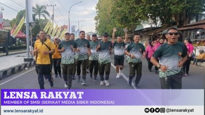 Meriahkan HUT Bhayangkara ke 79, Danramil 0822/01 Bondowoso bersama Anggota Ikuti Lomba Lari
